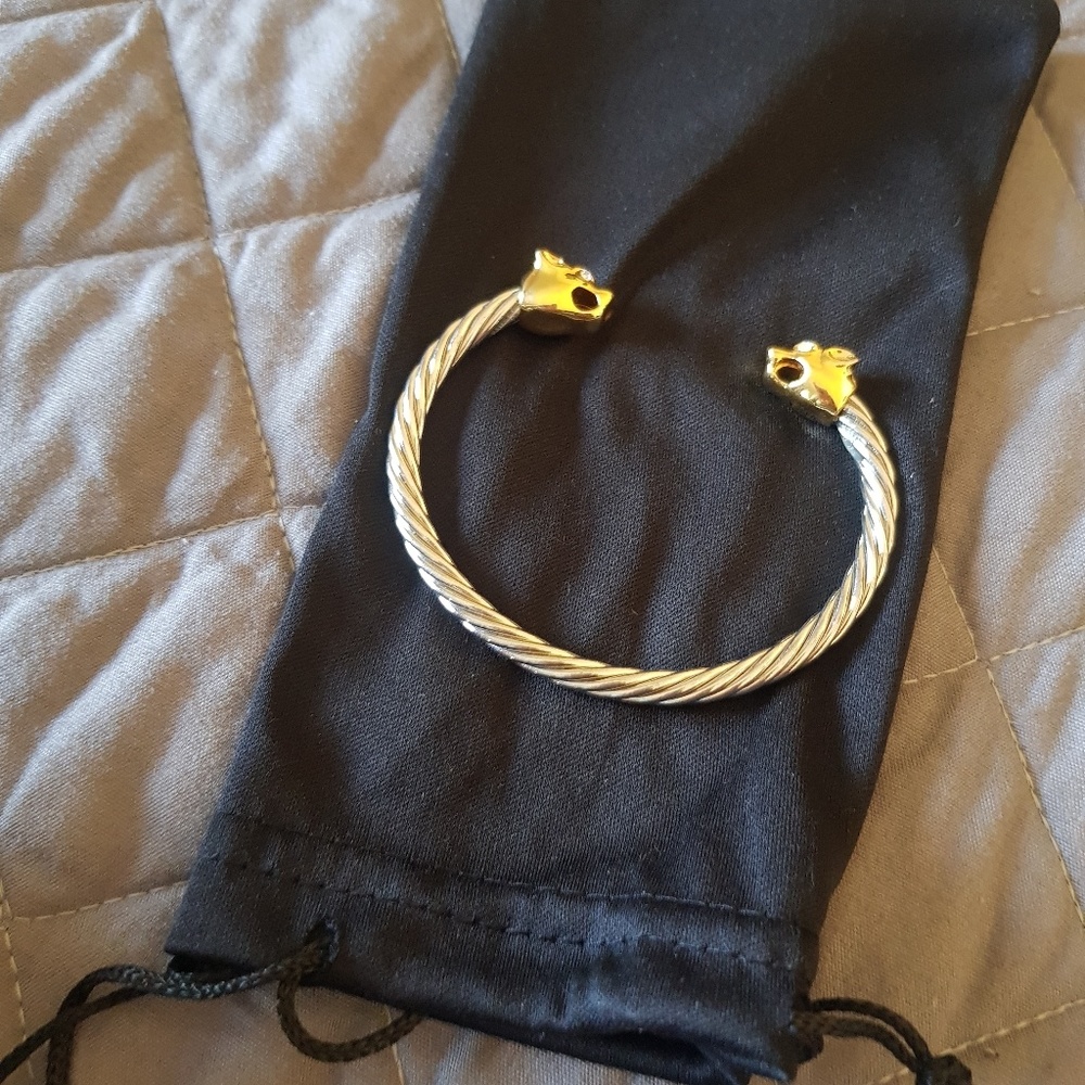 Silver and Gold Twisted Bangle Bracelet